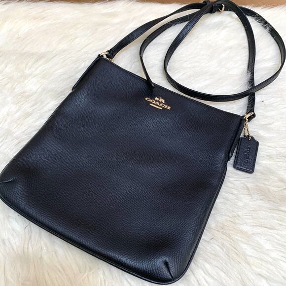 COACH Black Crossgrain Leather Large Slim N/S Swing Pack Crossbody F36063 - Picture 5 of 14